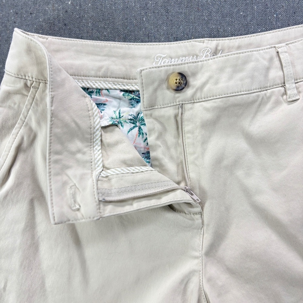 Tommy Bahama Chino Shorts Women Size 10 Beige Khaki Cotton Blend Stretch - Picture 5 of 9